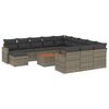 vidaXL ガーデンラウンジ13点セット クッション付き グレー ポリラタン製