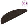 vidaXL 階段マット 粘着式 15枚入り 56x17x3 cm ダークブラウン 半円形