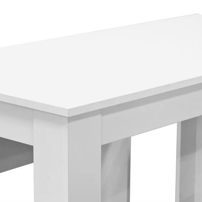 vidaXL ダイニングテーブル＆ベンチ 3点 パーティクルボード ホワイト