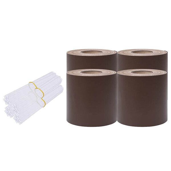 vidaXL ガーデンプライバシースクリーン 4点セット PVC製 35 x 0.19 m ブラウン