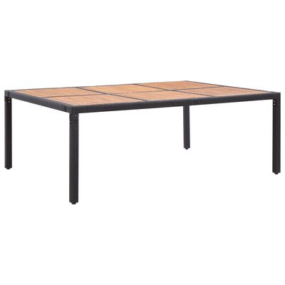 vidaXL ガーデンテーブル ブラック 200x150x74cm ポリラタン＆アカシア材
