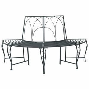 vidaXL 樹木ベンチ 4-乗車人数 160 x 80 x 89 cm スチール シルバーグレー 半円形