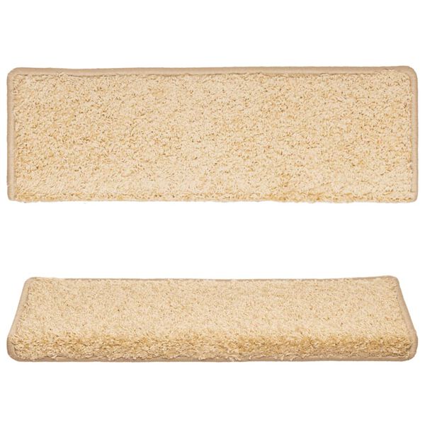 vidaXL 階段マット 15枚 65x21x4 cm クリーム 長方形エッジ