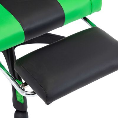vidaXL レーシングチェア フットレスト付き 合成皮革製 グリーン＆ブラック