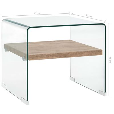 vidaXL コーヒーテーブル 透明 50x50x45cm 強化ガラス製
