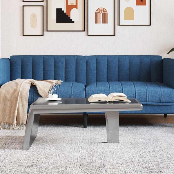 vidaXL アビエーターデザイン コーヒーテーブル アルミ製 航空機・飛行士スタイル