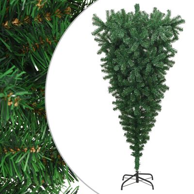 vidaXL 逆さま型 フェイククリスマスツリー スタンド付き グリーン 210cm