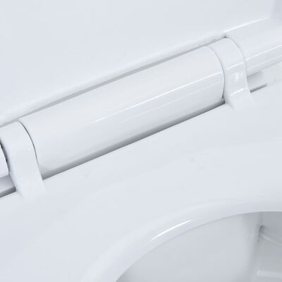 vidaXL トイレ ソフトクローズ 7cm 高め セラミック製 ホワイト