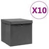 vidaXL 収納ボックス ふた付き 10点 28x28x28cm グレー