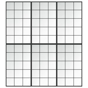 vidaXL ウォールミラー 6点 ブラック 100x60cm 金属製