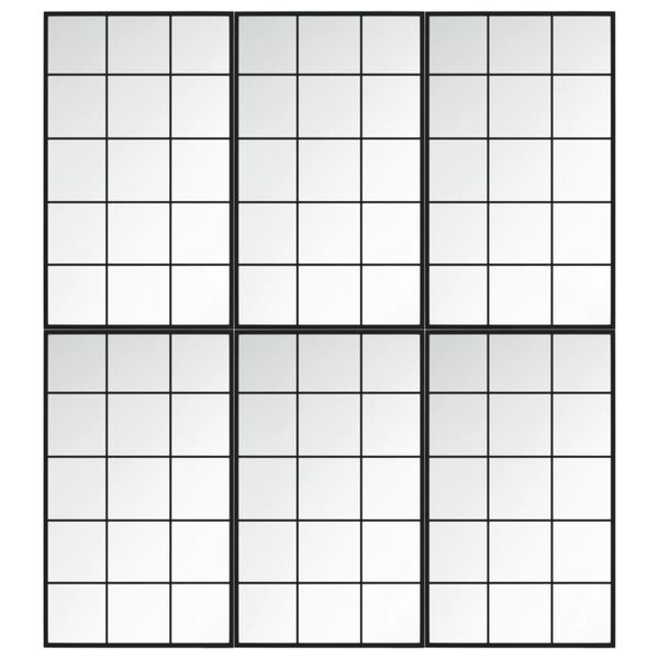 vidaXL ウォールミラー 6点 ブラック 100x60cm 金属製