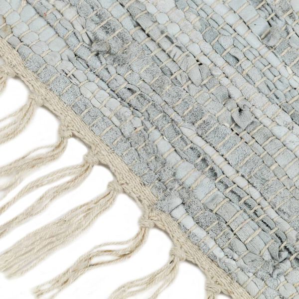 vidaXL 手織りチンディラグ レザー製 190x280cm ライトグレー