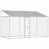 vidaXL 屋根付き犬用ケージ シルバー 400 x 200 x 256 cm スチールとPE
