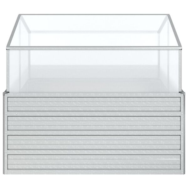 vidaXL ガーデンレイズドベッド 温室付き 100x100x85 cm シルバー