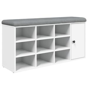 vidaXL シューベンチ ホワイト 102x32x50 cm エンジニアードウッド