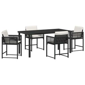 vidaXL ガーデンダイニングセット 5 pcs ブラック ポリラタン