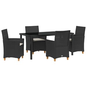 vidaXL ガーデンダイニングセット 5 pcs ブラック ポリラタン