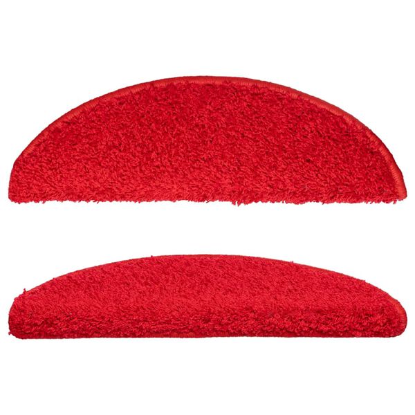 vidaXL 階段マット 15枚入り 56x17x3 cm レッド 半円形