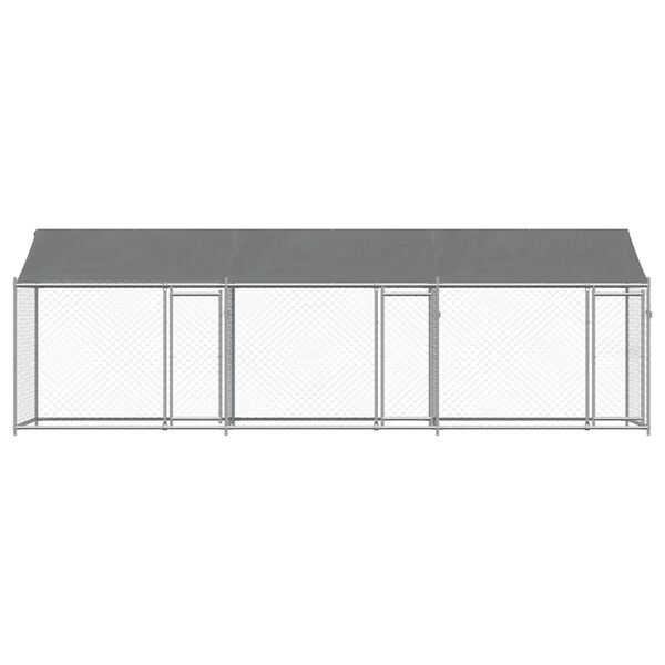 vidaXL 犬用ケージ ルーフ&ドア付き グレー 6x2x2 m 亜鉛メッキ鋼
