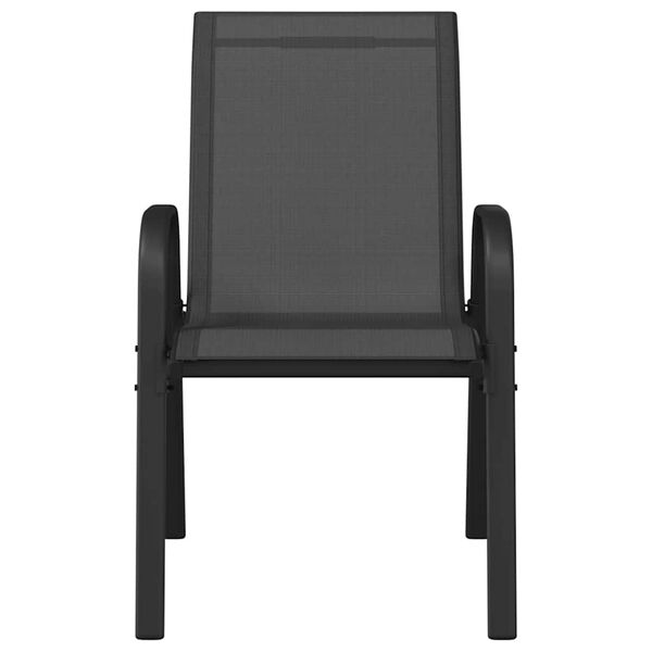 vidaXL スタッキングガーデンチェア 2脚セット ブラック テキスタイル生地