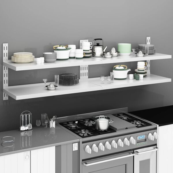 vidaXL 2段式 壁掛けシェルフ 2点セット ステンレススチール製 200x30 cm (2x51047)