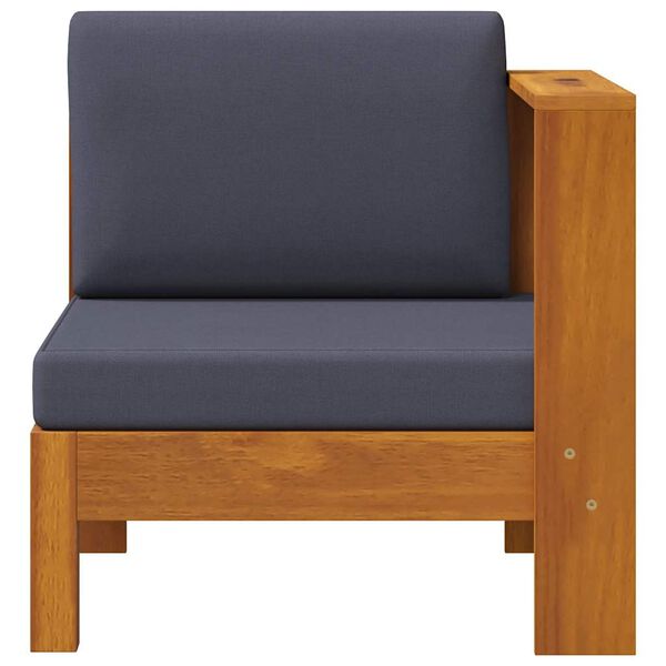 vidaXL ミドルソファ アームレスト1点付き ダークグレー アカシア無垢材