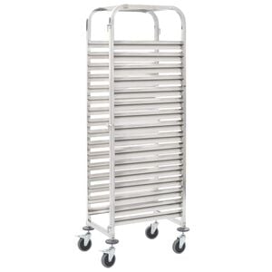 vidaXL トレイ16枚用 キッチントロリー 38x55x163cm ステンレススチール製