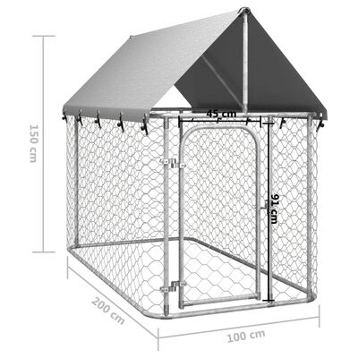 vidaXL 屋外用犬小屋　屋根付き 200x100x150cm