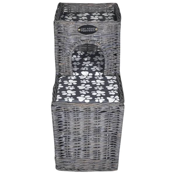 vidaXL キャットタワー ペット用ハウス/ベッド/城/引っかきポスト 柳製 クッション付き