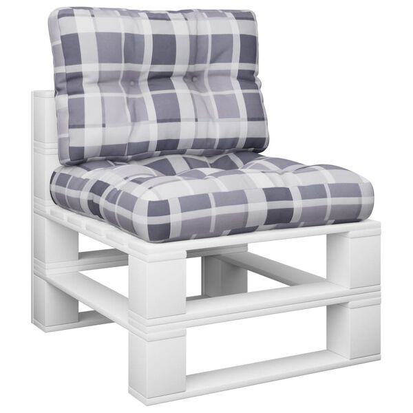 vidaXL パレットクッション 2点 グレー チェック柄 ファブリック