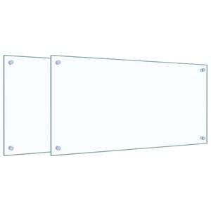 vidaXL キッチン用 汚れ防止板 2点 透明 80x40cm 強化ガラス製