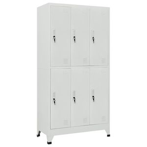 vidaXL ロッカーキャビネット 収納スペース6点 スチール 90x45x180cm グレー