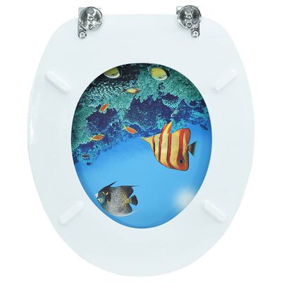 vidaXL トイレ便座 ふた付き MDF製 深海デザイン