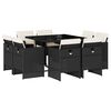 vidaXL ガーデンダイニング13点セット クッション付き ブラック ポリラタン製