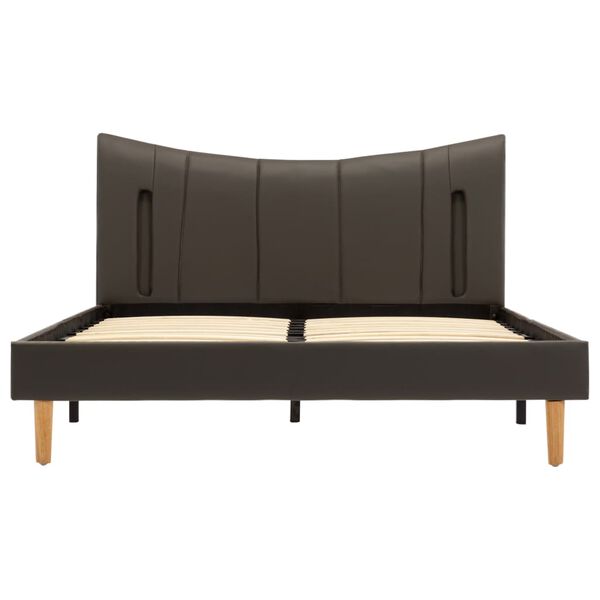 vidaXL ベッドフレーム LEDライト付き アントラシート 合成皮革製 120x200cm