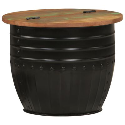 vidaXL コーヒーテーブル ブラック 50x39.5 cm 再生無垢材