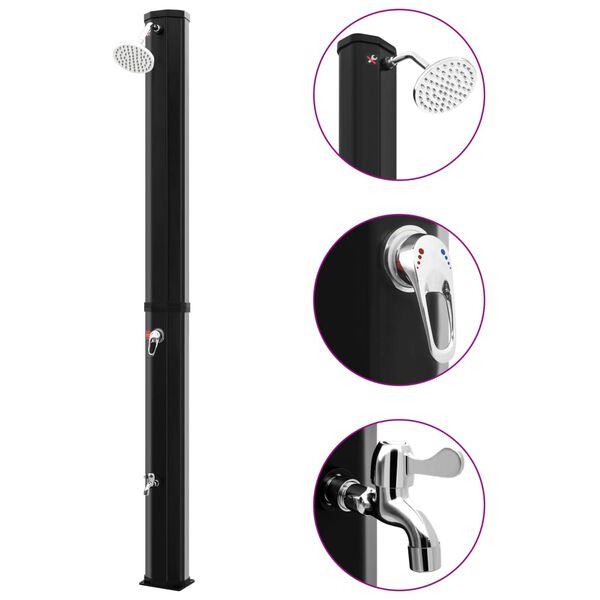 vidaXL 屋外用ソーラーシャワー シャワーヘッド＆蛇口付き 35 L ブラック