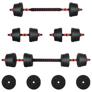 vidaXL 2-in-1ダンベルセット 30kg 黒と赤 セメントと鉄砂