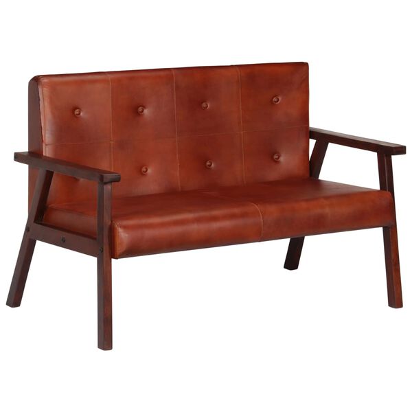 vidaXL 2人掛けソファ ブラウン 本革