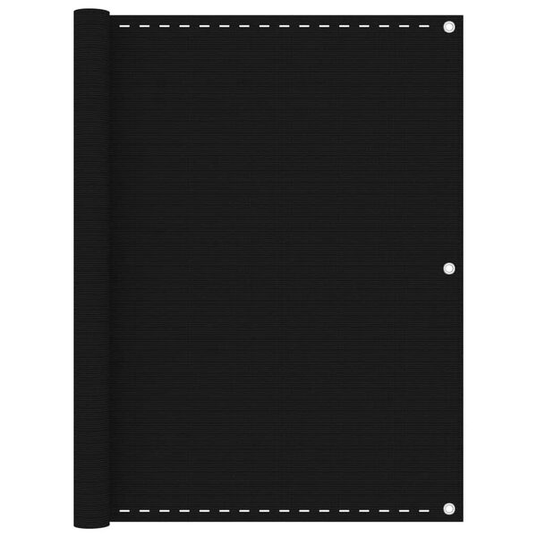 vidaXL バルコニースクリーン ブラック 120x600cm 高密度ポリエチレン