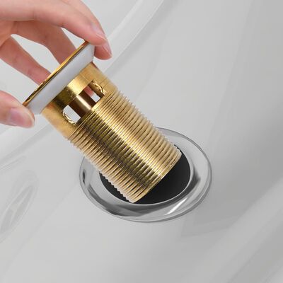 vidaXL プッシュ式排水ドレン オーバーフロー機能付 ゴールド 6.4 x 6.4 x 9.1 cm