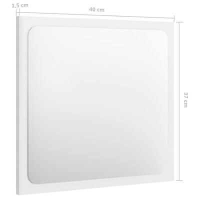 vidaXL バスルーム ミラー ハイグロスホワイト 40x1.5x37cm パーティクルボード