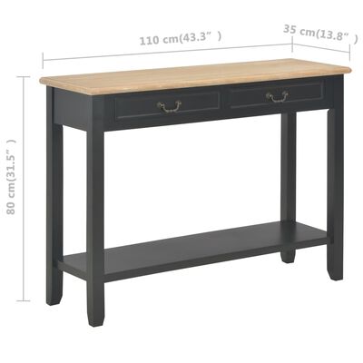 vidaXL コンソールテーブル 110x35x80cm 木製 ブラック