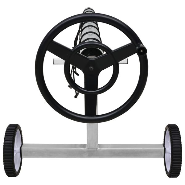 vidaXL プールカバーローラー ステインレススチール製ベース付き