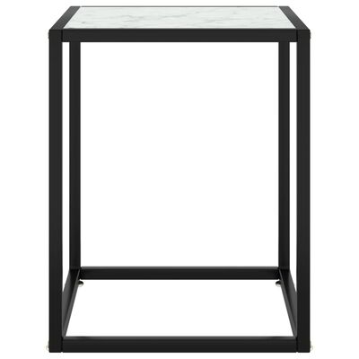 vidaXL コーヒーテーブル ブラック 40x40x50cm ホワイト大理石ガラス製