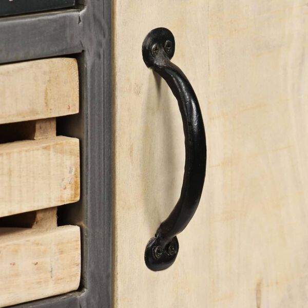 vidaXL サイドボード マンゴー無垢材＆スチール 65x33x76cm