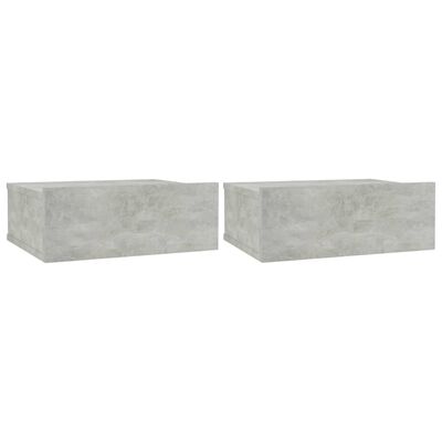 vidaXL 壁面取付型ナイトチェスト 2個 コンクリートグレー 40x30x15cm パーティクルボード