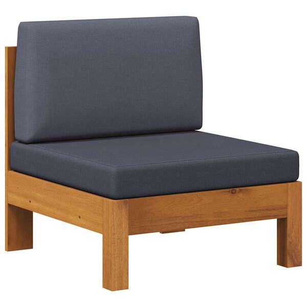 vidaXL ミドルソファ ダークグレークッション付き アカシア無垢材