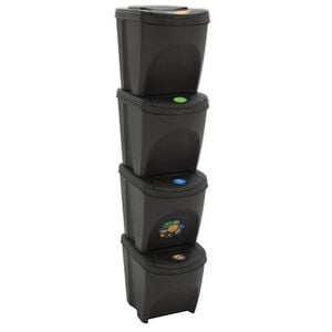 vidaXL スタッキング式ゴミ箱ボックス 4個入り グレー 100L ポリプロピレン