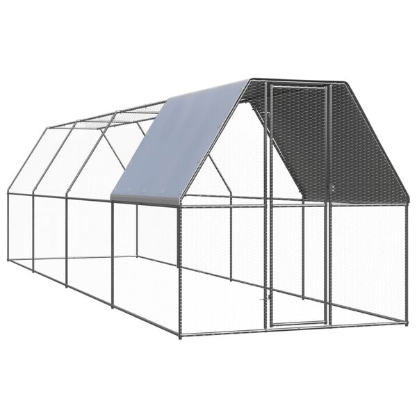 vidaXL 鶏小屋 2x8x2m 亜鉛メッキ鋼製